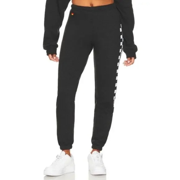 Aviator Nation Check Leg Sweatset Black White Size XS - Picture 5 of 5